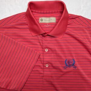 Donald Ross Mens Golf Polo Shirt - Medium Red Blue Stripe‎ Performance Conestoga